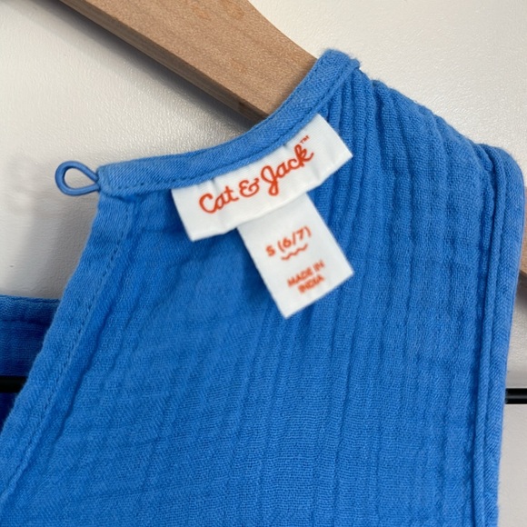 Girls Blue Sleeveless Dress with Pockets by Cat & Jack 100% Cotton - Picture 11 of 12